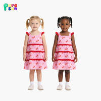 Robes d'été pour filles à manches bouffantes imprimées cerises, fabrication directe d'usine Puresun, 100% coton, longueur genou, personnalisables