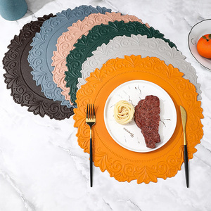 Manteles individuales redondos con encaje para mesa de comedor, tapete de comedor occidental, impermeable, antideslizante, con aislamiento térmico, tapete para mesa de comedor - Product Image 1