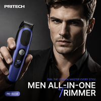 Kit de toilettage pour homme PRITECH 8 en 1, tondeuse à cheveux professionnelle, tondeuse à barbe avec cadran intégré, étanche IPX7, rasoir de type C
