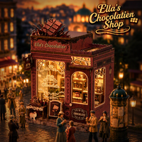 Hamaileon Ella's Chocolate Miniature Shop with Warm Light Victorian Artisan Chocolate Boutique Aesthetic 3D Wooden Puzzle House