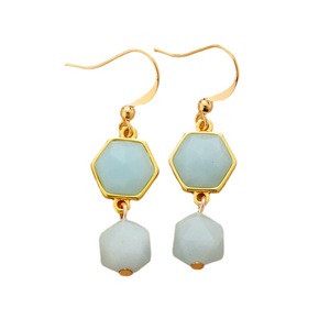 Boucles d'oreilles pendantes hexagonales en Amazonite, serties de zinc, bijoux de fête - Product Image 4