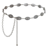 Ceinture chaîne ovale style western pour femme, ceinture chaîne en métal pour robes et jeans, style cowgirl