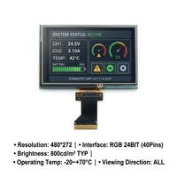 Módulo LCD TFT IPS de 4.3" 480x272, 40 Pines RGB ST7282A-G6, Retroiluminación LED de 800 Nits, para Vehículos Todoterreno, Equipos Industriales y del Sector Postventa