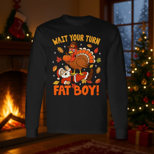 Attendez votre tour, T-shirt à manches longues de Noël du Père Noël de Turquie - Product Image 3