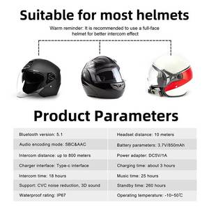 Intercomunicador para Casco de Motocicleta <span class=keywords><strong>EJEAS</strong></span> V6 PRO BT con Interfono de 800m, <span class=keywords><strong>6</strong></span> Conductores, Función de Cambio de Intercomunicador, Reducción de Ruido CVC - Product Image 6