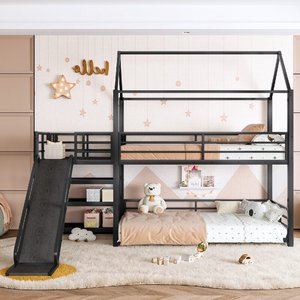 <span class=keywords><strong>Letto</strong></span> a <span class=keywords><strong>Castello</strong></span> Singolo con Scala Contenitore e Scivolo, Moderno in Metallo con Sponde di Sicurezza per Bambini e Ragazzi, Ideale per la Camera da <span class=keywords><strong>Letto</strong></span> - Disponibile ODM/OEM - Product Image 2