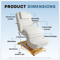 Cama de Belleza Eléctrica de Lujo XFMC con 3 Motores, Cama de Masaje Elevadora con Pasamanos Dorados, Moderna Cama para Extensiones de Pestañas para Salón de Belleza