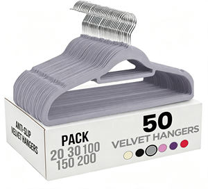 Velvet ABS Plastic <b>Hangers</b> Clothes Coat T-shirt Single Tier Eco-Friendly Non-Slip Flexible Design slim 5MM Thickness - Product Image 1