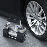 Kit d'urgence de voiture Double cylindre compresseur d'air de voiture pompe à pneu gonfleur d'air automatique avec lumière LED outil de réparation de pneus