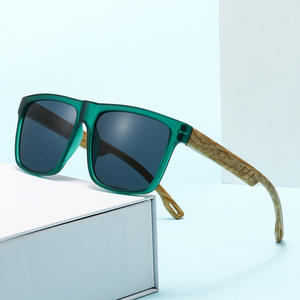 2026年新作 レトロ竹製サングラス カスタムロゴ UVカット 木製スクエアアイウェア メンズ - Product Image 3