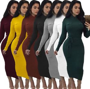 Nouvelle Robe Longue d'Hiver Tendance, Élégante, à Manches Longues, Col Rond, Confortable, en Maille Épaisse, Style Bandage, pour l'Automne - Product Image 1