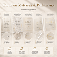 Étiquettes transparentes personnalisées, étiquettes cosmétiques transparentes en feuille d'or, étiquettes imperméables pour emballages de parfums et de soins de la peau, étiquettes en rouleau, logo personnalisé