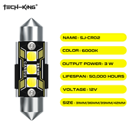 TECH-KING Canbus C5W LED Plafonnier intérieur de voiture 31mm 36mm 39mm 41mm C5W 3SMD 3030 Lampe de lecture automobile et feux arrière de plaque d'immatriculation