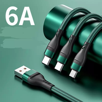1.2M 6A 100W naylon telefon kablosu 3 in 1 Multy USB hızlı şarj kablosu şarj telefon evrensel tip-c mikro Ios