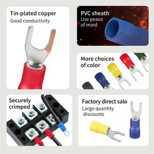 Cnxi ul chứng nhận SV loạt đóng hộp T2 đồng đỏ Cáp Lugs PVC cách điện <span class=keywords><strong>Spade</strong></span> ngã ba thiết bị đầu cuối kết nối cho Marine hệ thống dây điện - Product Image 1