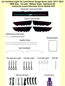 Iluminación Ambiental para Velar 2017-2025, Apta para Land Rover Range Rover Velar 2017-2025, 23 LED Meteor Rainbow, Decoración para Automóvil - Product Image 6