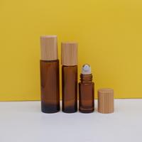 Flacon en verre transparent givré à épaule plate de 20 ml, 10 ml pour sérum avec couvercle en bambou