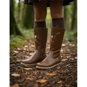 Stylish Comfortable Girls' <b>Knee</b>-<b>High</b> <b>Fur</b> Low Heel Riding <b>Boots</b> Honey Kitten Model BARRY <b>BOOTS</b> for Outfitting on the Go - Product Image 1