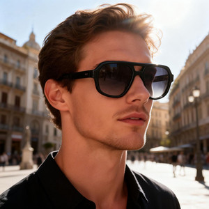 Custom Logo 2026 Fashion <b>Men</b> Women Double Bridges Big Frame <b>Sunglasses</b> UV400 Pilot <b>Square</b> Acetate Sun Glasses for Unisex - Product Image 2