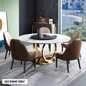 Table de salle à manger, de restaurant ou de bar en bois, marbre naturel, moderne, simple, en noyer - Product Image 3