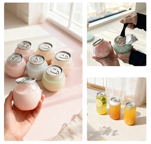 Chất Lượng Cao Pet Nhựa Lon Dễ Dàng Mở Nhôm Nắp 250Ml 330Ml 500Ml 650Ml Kéo Vòng Pop Rõ Ràng Nhựa Lọ Cho Sữa Của Nhãn Hiệu - Product Image 5
