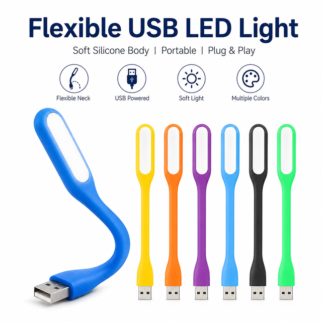 Flexible USB LED Light Custom Logo Mini Portable Gooseneck Reading Lamp Laptop Keyboard Light Wholesale Promotional Gift