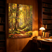Peinture à l'huile moderne 3D texturée d'arbres jaunes sur toile, grande œuvre d'art murale de paysage forestier pour la décoration d'hôtels et de villas