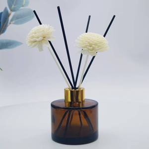 100ML brown cylinder aromatherapy diffusing glass bottle with gold lid Round Reed Glass Diffuser Bottle