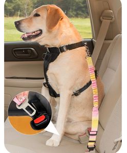 Laisse élastique rétractable à dégagement rapide pour animaux de compagnie ceinture de sécurité de siège de voiture en Polyester Durable pour <span class=keywords><strong>chiens</strong></span> motif solide - Product Image 6