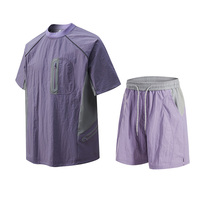 Ensemble de survêtement de sport pour hommes de haute qualité haut à manches courtes flexible léger et short tenue athlétique pour les entraînements d'été