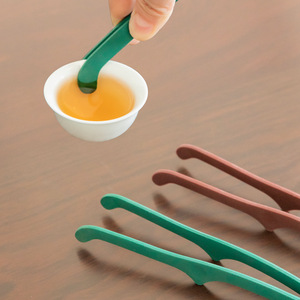 <b>Tea</b> Tongs Stainless Steel With Silicone Coating Brown And Green For Kung Fu <b>Tea</b> <b>Set</b> Accessories - Product Image 2