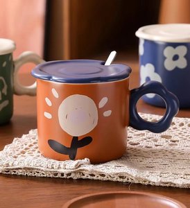 Tasse de style peinture à l'huile rétro, design unique et élégant, tasse à café de bureau peinte à la main, tasse à lait au design de niche - Product Image 3