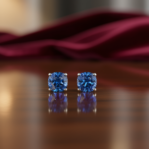 Orecchini a Perno con Gemma Blu Taglio Cushion in Argento 925 Gioielli Classici da Donna per Uso Quotidiano - Product Image 2