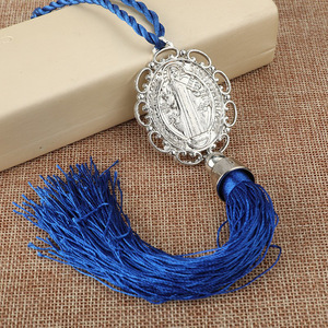 KOMI decorazioni per la casa medaglia ovale religiosa di san benedetto con ciondoli appesi per auto da parete con nappe - Product Image 1