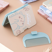 Miroir cosmétique pliable de poche OEM Lattis, motif dessin animé mignon, simple face grossissante, finition argentée, léger (50g), pour bureau