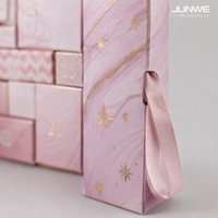 Boîtes rigides personnalisées pour Noël, laminées, pour cosmétiques, boîte vide, emballage, compte à rebours, boîte surprise rose, calendrier de l'avent