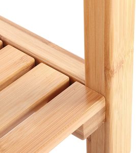 Bamboo Shower Bench Seat Wooden Spa Bath Deluxe Organizer Stool with Storage Shelf for Seating Chair Indoor Outdoor Modern