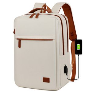 Laptop <b>Backpack</b> For Men Women Travel Casual Unisex Waterproof <b>Computer</b> Interlayer Solid Color Off White Spring 2024 - Product Image 2
