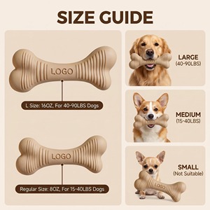 Jouet pour chien en caoutchouc naturel résistant, design personnalisé, forme d'os, grande taille, pour usage intérieur, style simple - Product Image 3