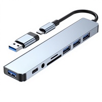 Stasiun Docking Hub Tipe-C 8-in-1 Dual-head untuk Desktop/Laptop/Tablet/Ponsel Konverter Multi-port USB 3.0 Tersedia