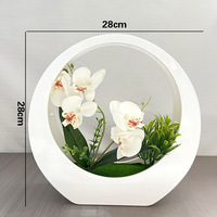 Orchidée papillon à 5 fleurs à 2 tiges, plante artificielle en plastique à aiguilles de pin, ornement décoratif de bureau, plante en pot, style bonsaï mural
