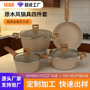 Olla para sopa antiadherente de piedra Maifan con tapa de vidrio, apta para horno y cocinas de inducción - Product Image 3