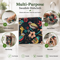 Chiffon de cuisine écologique suédois compostable en cellulose, réutilisable, fabriqué par le fabricant