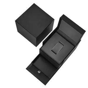 定制标志礼品展示贴牌包装储物豪华黑色硬质纸板纸表盒
