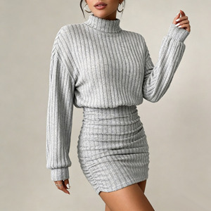 <span class=keywords><strong>Abito</strong></span> sexy in maglia <span class=keywords><strong>a</strong></span> righe <span class=keywords><strong>con</strong></span> collo alto e <span class=keywords><strong>maniche</strong></span> lunghe, stile europeo e americano, aderente sui fianchi, nuova collezione Autunno/Inverno 2026 - Product Image 5