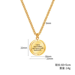 Keluaran baru kalung cincin dapat dibalik kompas huruf kustom perhiasan kalung baja tahan karat untuk pria wanita - Product Image 5