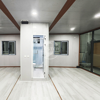 Maison conteneur préfabriquée de luxe moderne et extensible pour usage hôtelier, structure en acier, insonorisée et étanche, taille 40HQ, chambre et salle de bain