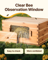 Caja de Colmena para Abejas de 10 Marcos, Resistente y Duradera, Diseño Espacioso Superior, Recubierta de Cera de Abejas, Aumenta el Rendimiento de Miel, Kit de Apicultura
