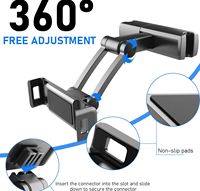 Appui-tête de voiture support de tablette siège arrière support universel de téléphone portable tablette 360 Angle de rotation réglable extensible