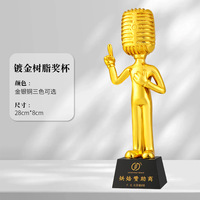 Trophée Microphone Doré avec Étoiles, Gravure Personnalisée du Logo, Récompense en Résine pour Concours de Chant, Discours, Compétition, Trophée d'Honneur